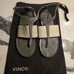 Vince Gray and Cream Sandals